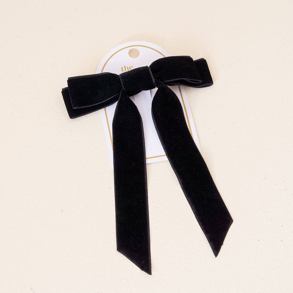Black Velvet Hair Bow Clip